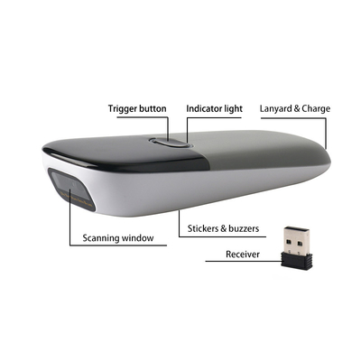 เครื่องสแกนบาร์โค้ดแบบพกพาขนาดเล็ก เครื่องอ่านบาร์โค้ดแบบไร้สาย 2d Bluetooth DI9120-2D